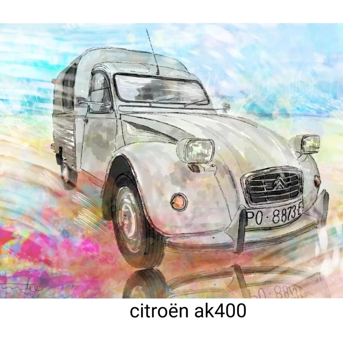 Citroën AK400, digitaal geschilderd, print op canvas door Rinke Baaima
