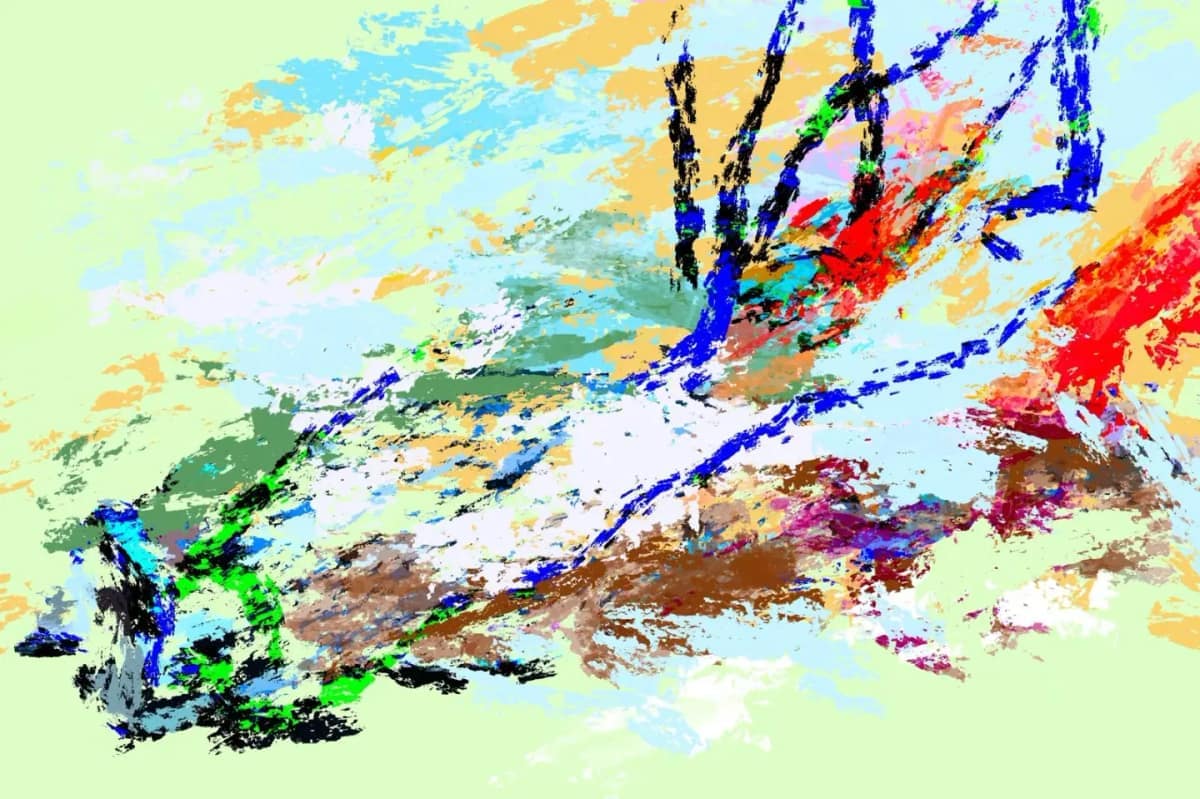 Een boom die ontkiemt, digitaal geschilderd, print op canvas door Rinke Baaima