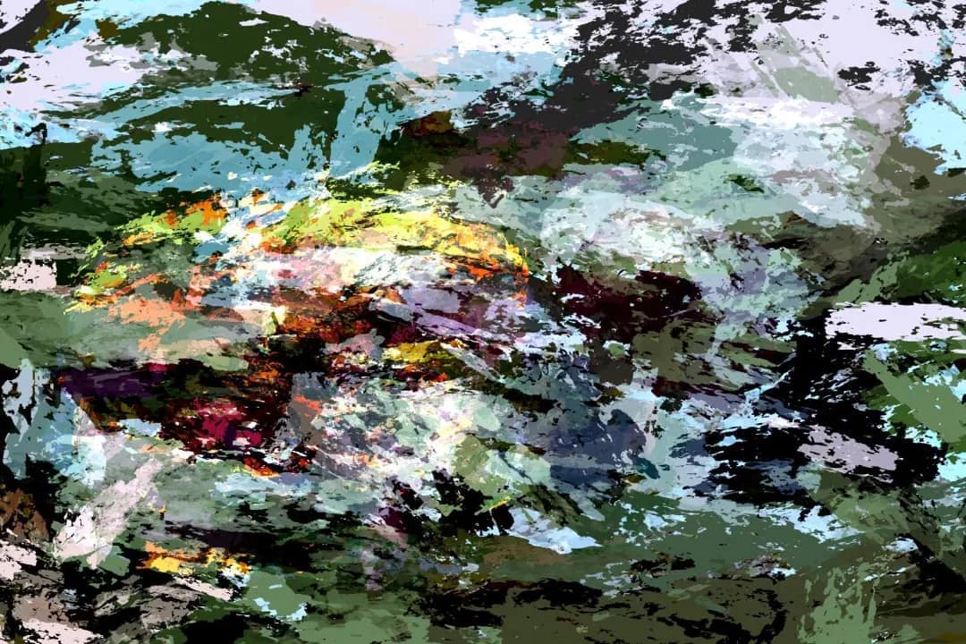 Fragment abstract 1, digitaal geschilderd, print op canvas door Rinke Baaima
