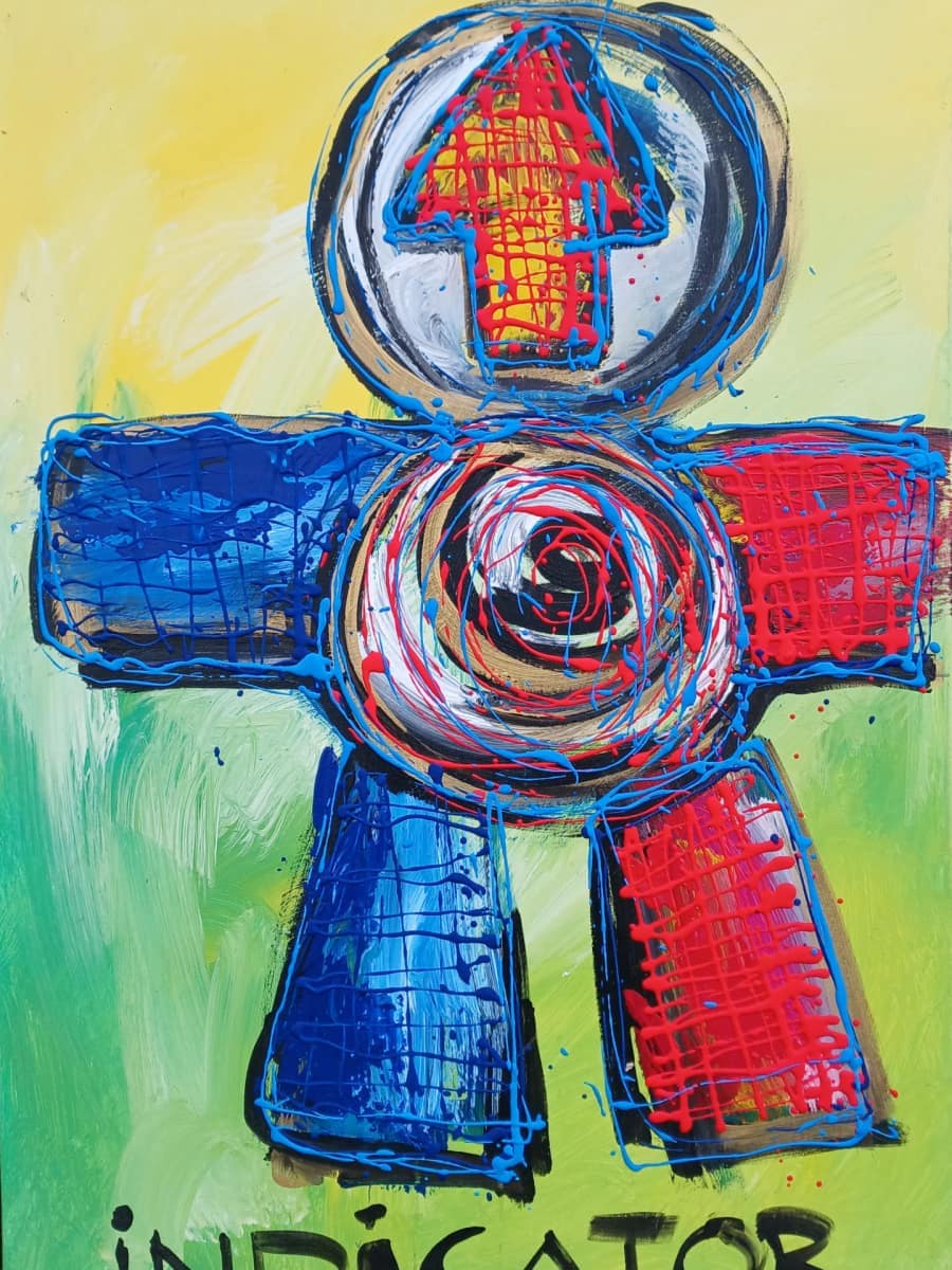 Indicator, acrylic one met kleurpigment door Rinke Baaima