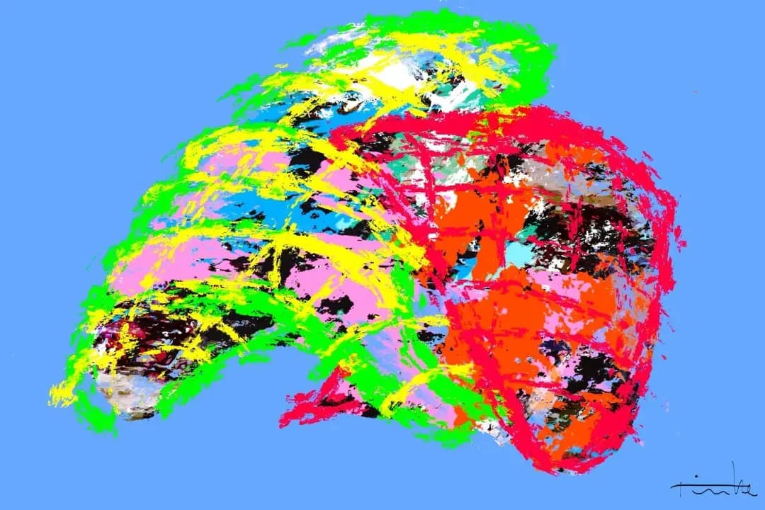 It takes two to tango, digitaal geschilderd, print op canvas door Rinke Baaima