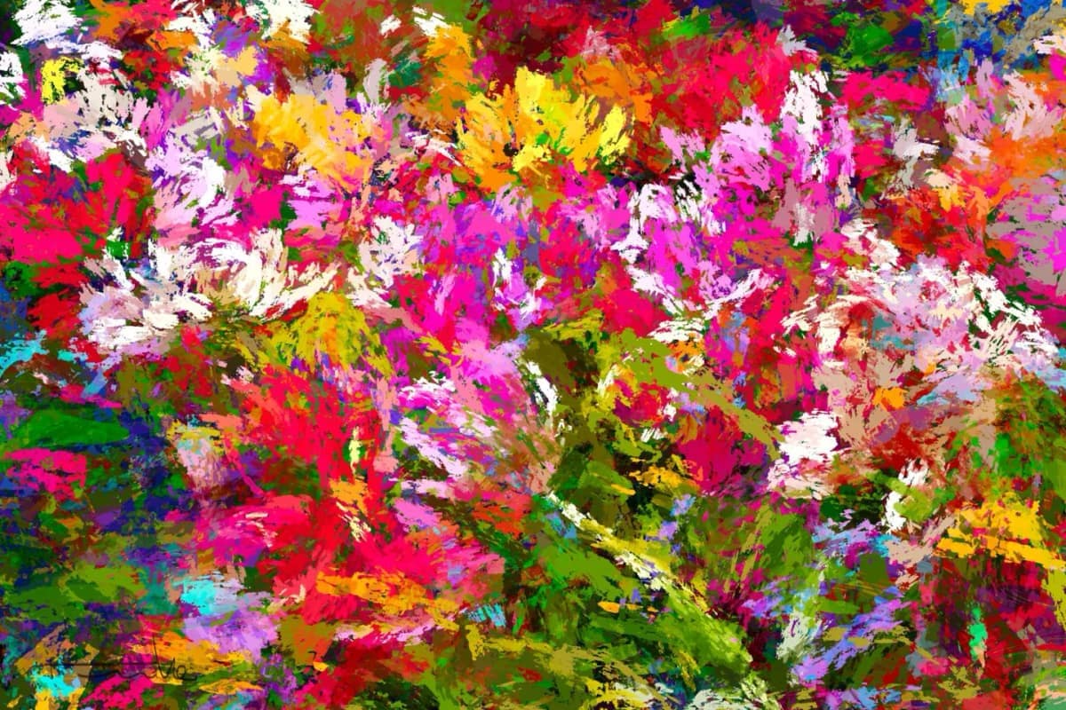 Keukenhof, het begin van de lente, digitaal geschilderd, print op canvas door Rinke Baaima