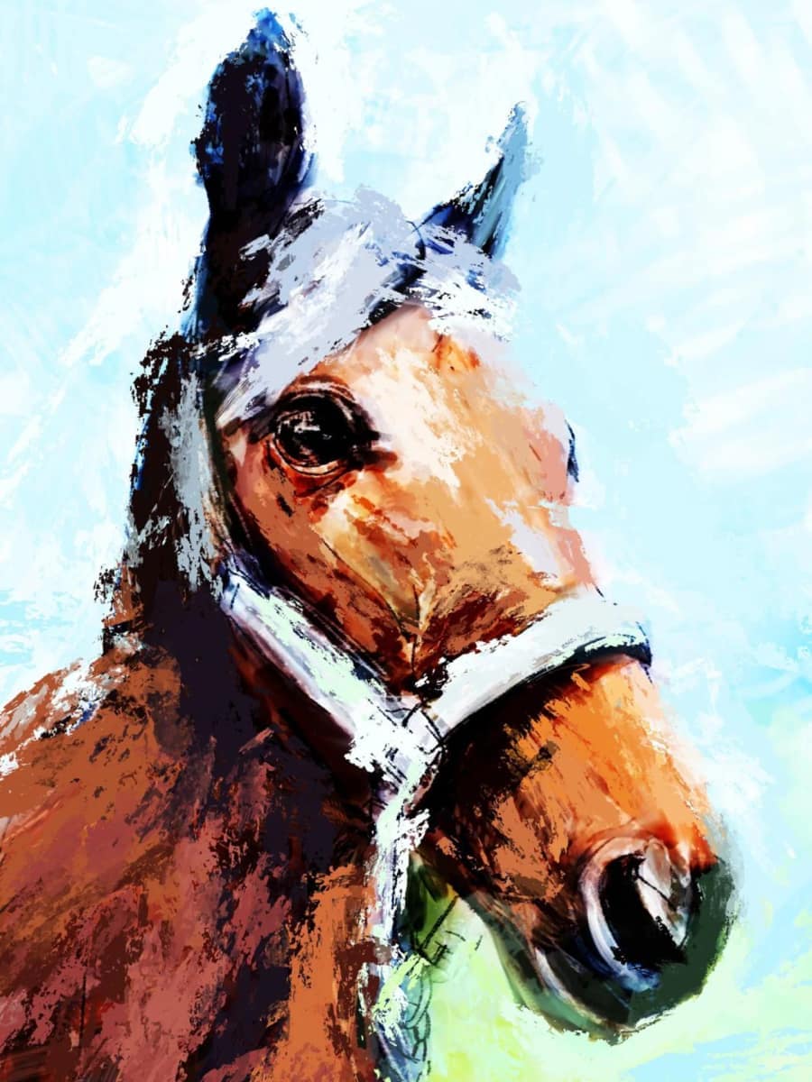Paard, digitaal geschilderd, print op canvas door Rinke Baaima