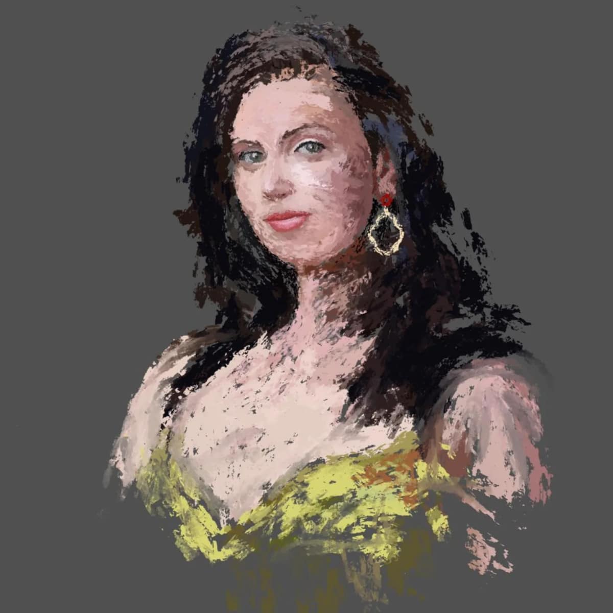 Portret, digitaal geschilderd, print op canvas door Rinke Baaima