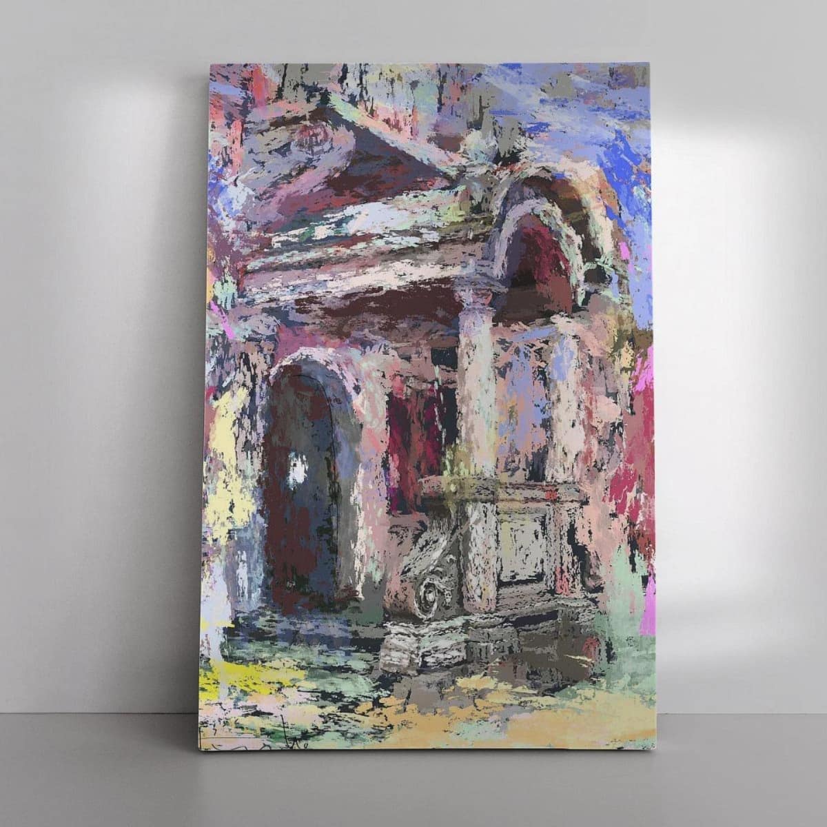 Entree van het stadhuis van Delft, digitaal geschilderd, print op canvas door Rinke Baaima